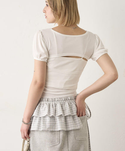 數字印花 泡泡袖 TEE T恤