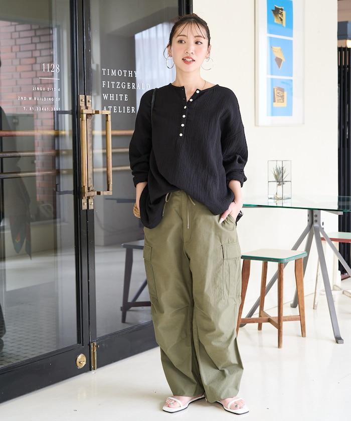 印度雙層紗 Henley紐扣 長袖 上衣