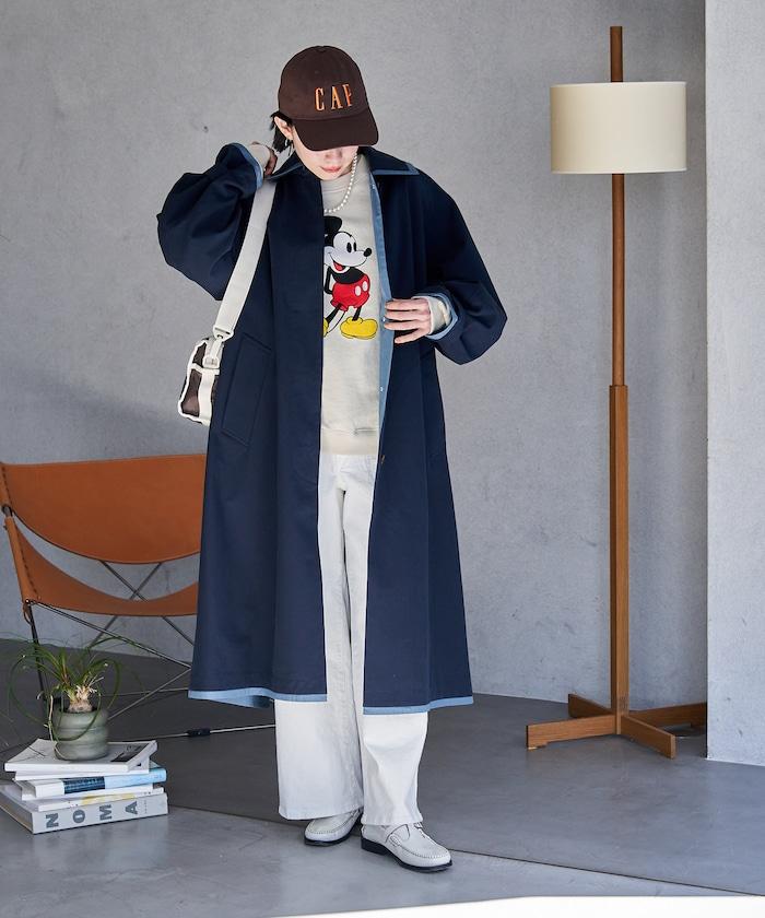 拼色立領大衣