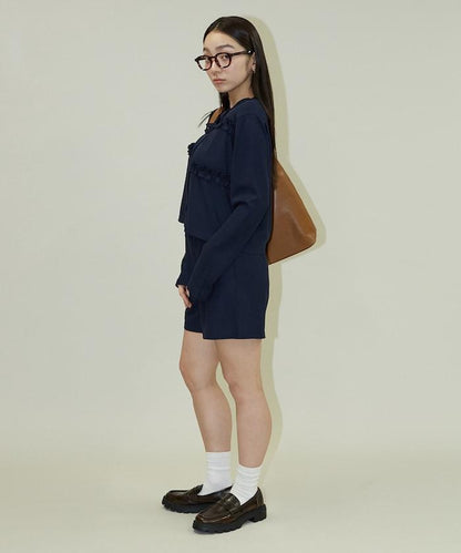 荷葉邊設計 開衫短褲 套裝