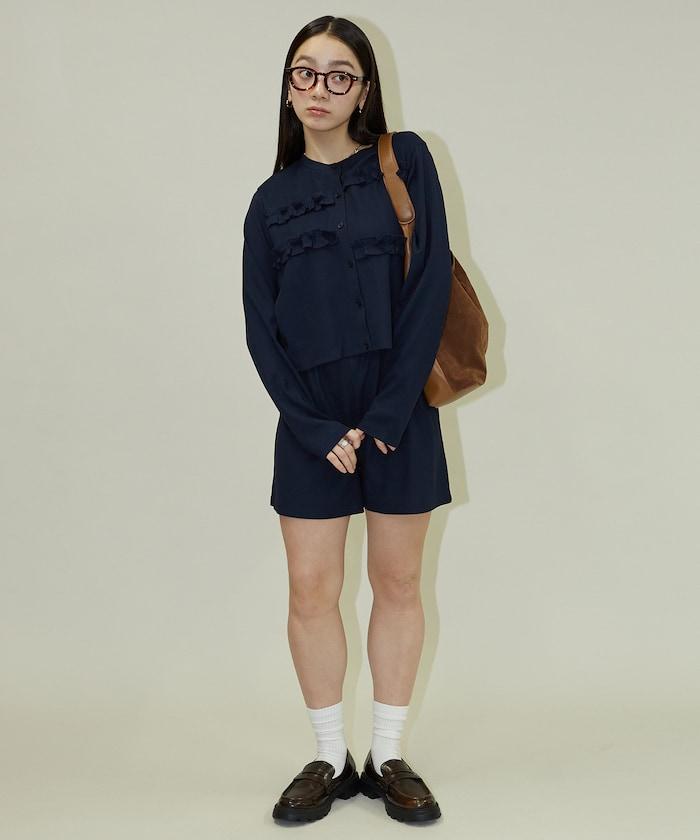 荷葉邊設計 開衫短褲 套裝