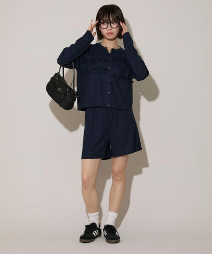 荷葉邊設計 開衫短褲 套裝