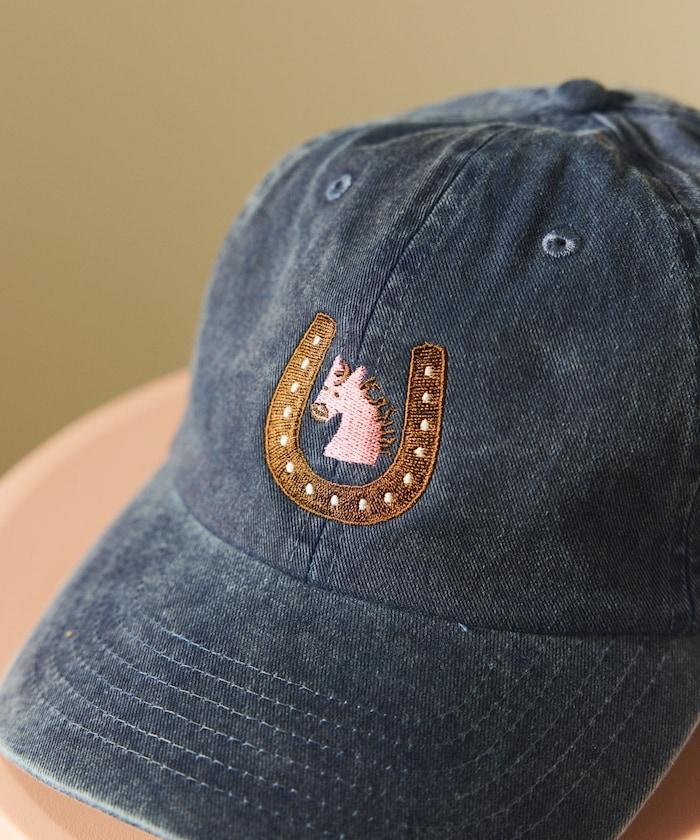 單點刺繡 Kaiun Horse 圖案 水洗做舊 TOYAMEG 刺繡棒球帽