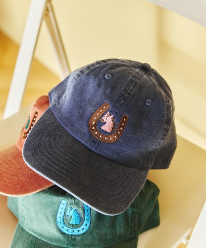 單點刺繡 Kaiun Horse 圖案 水洗做舊 TOYAMEG 刺繡棒球帽