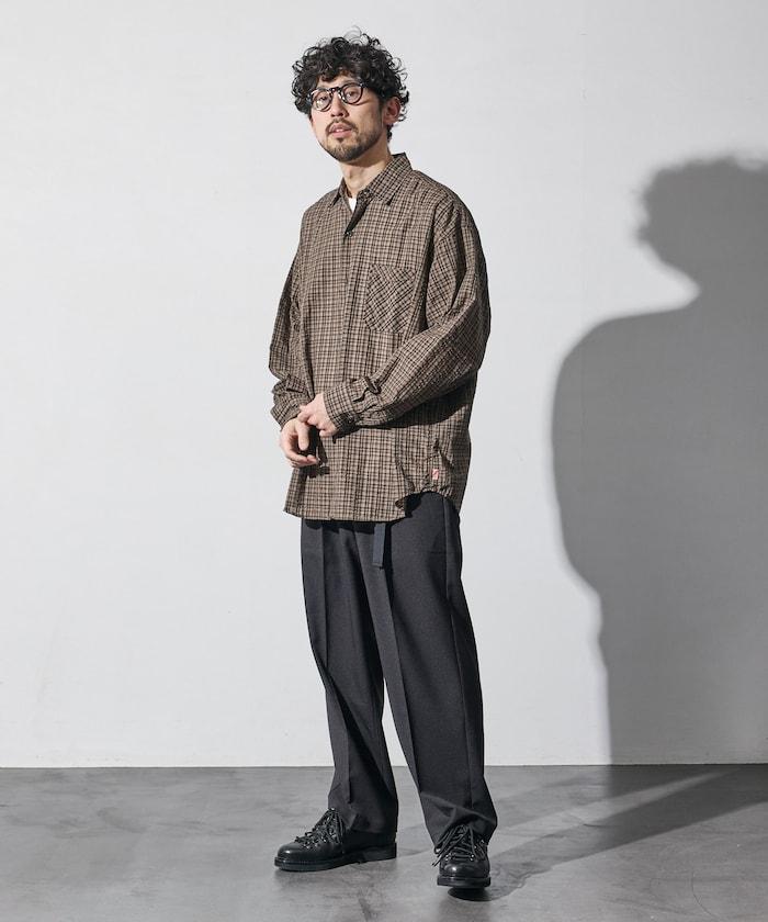 泡泡紗 標準領 長袖 格紋 襯衫（特別款）