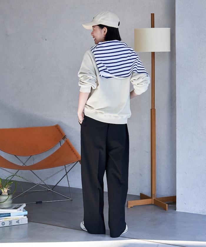 接觸冷感 UVカット LINEN TOUCH 褶飾 彈力 休閒褲