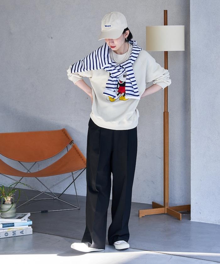 接觸冷感 UVカット LINEN TOUCH 褶飾 彈力 休閒褲