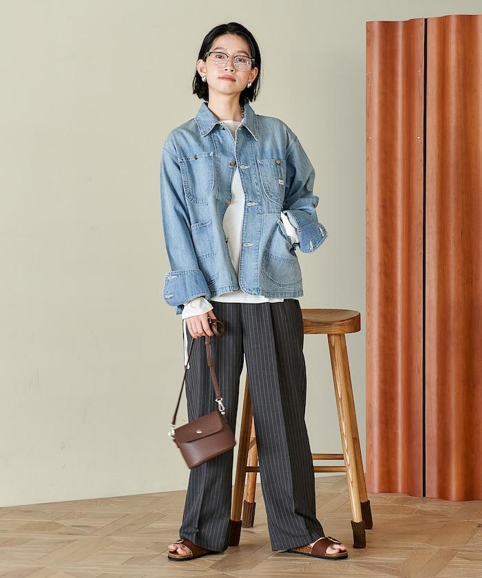 接觸冷感 UVカット LINEN TOUCH 褶飾 彈力 休閒褲