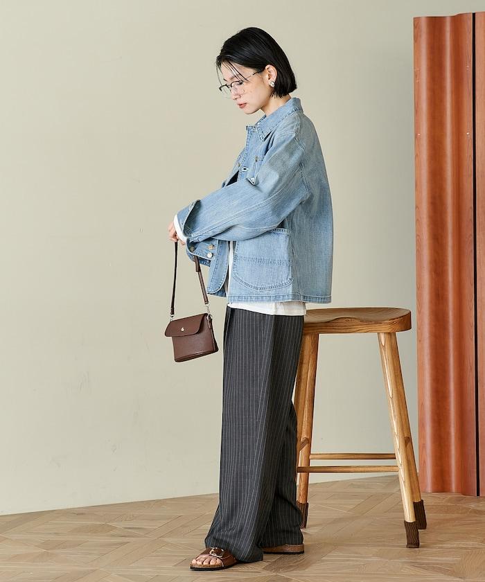 接觸冷感 UVカット LINEN TOUCH 褶飾 彈力 休閒褲