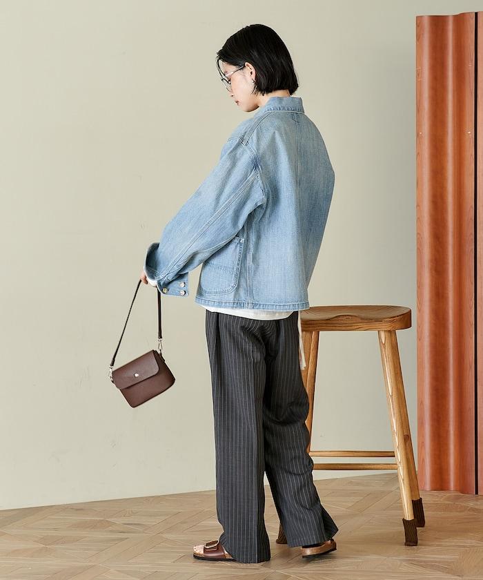 接觸冷感 UVカット LINEN TOUCH 褶飾 彈力 休閒褲