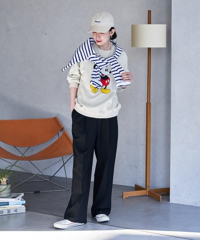 接觸冷感 UVカット LINEN TOUCH 褶飾 彈力 休閒褲