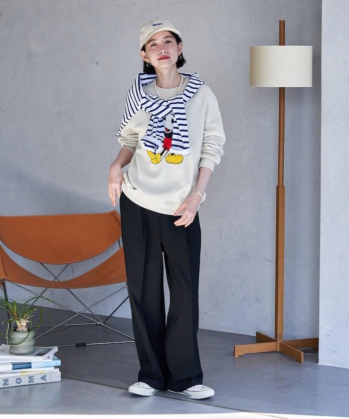 接觸冷感 UVカット LINEN TOUCH 褶飾 彈力 休閒褲