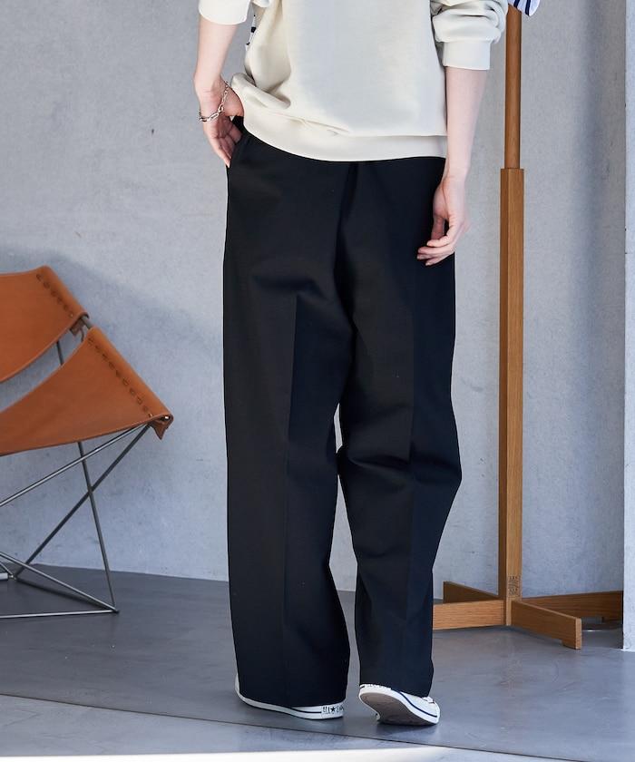 接觸冷感 UVカット LINEN TOUCH 褶飾 彈力 休閒褲