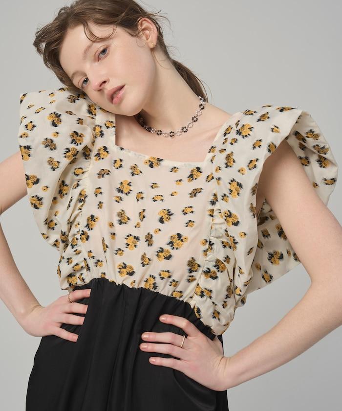 2WAY 花朵透紗提花拼接 連體褲（限量款）