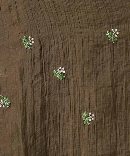 透紗寬鬆小花刺繡褲子