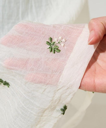 透紗吊帶小花刺繡連衣裙