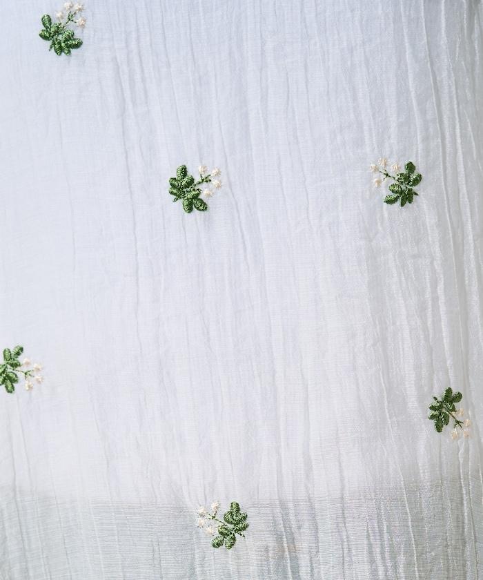 透紗吊帶小花刺繡連衣裙