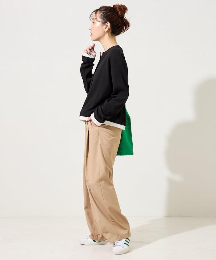 褶飾羅紋層疊設計扣式針織開衫
