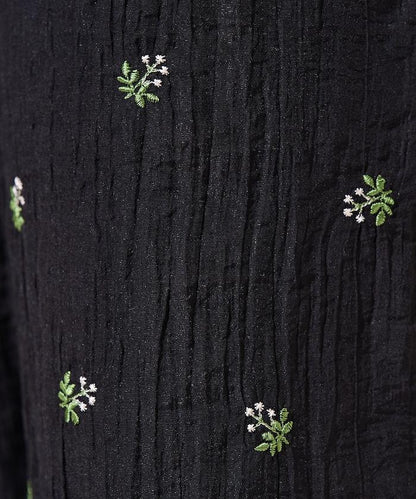 透紗寬鬆小花刺繡褲子