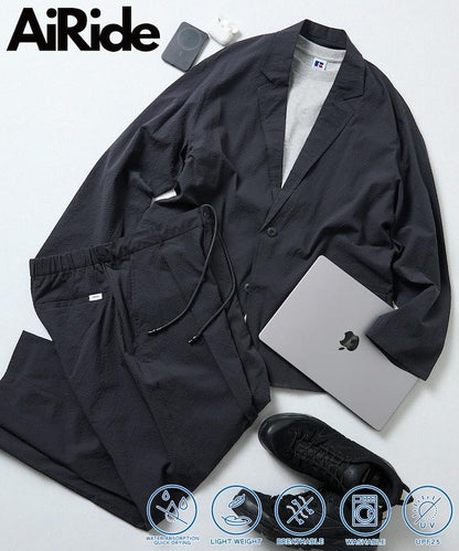 AiRide 寬鬆版型 泡泡紗 吸水速幹 防曬 成套西裝