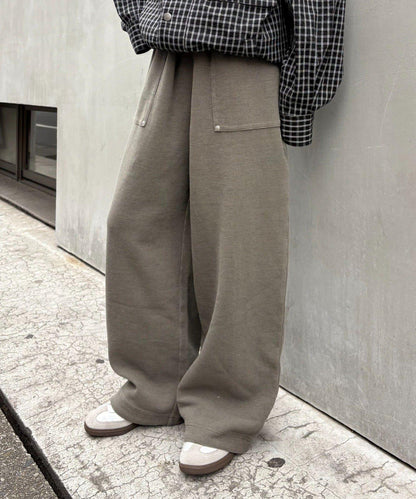 UNISEX 水洗做舊華夫格休閒褲