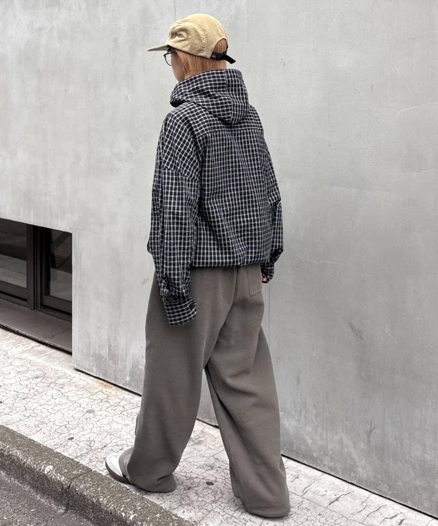 UNISEX 水洗做舊華夫格休閒褲