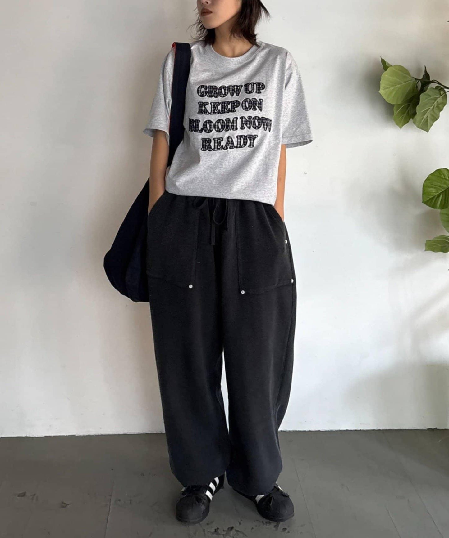 UNISEX 水洗做舊華夫格休閒褲