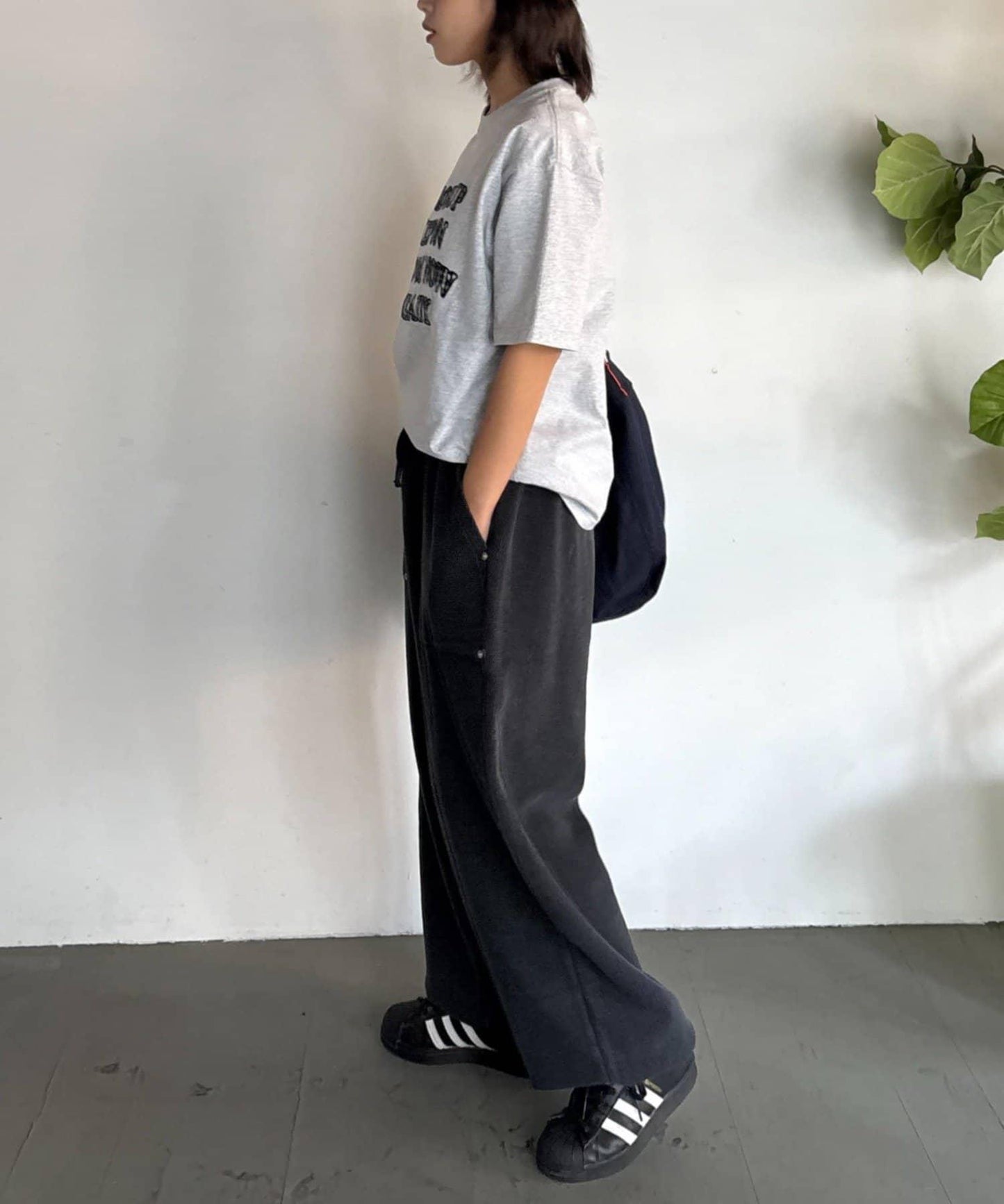 UNISEX 水洗做舊華夫格休閒褲