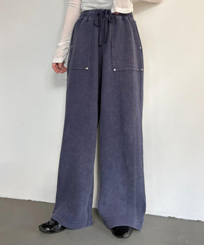 UNISEX 水洗做舊華夫格休閒褲