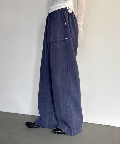 UNISEX 水洗做舊華夫格休閒褲