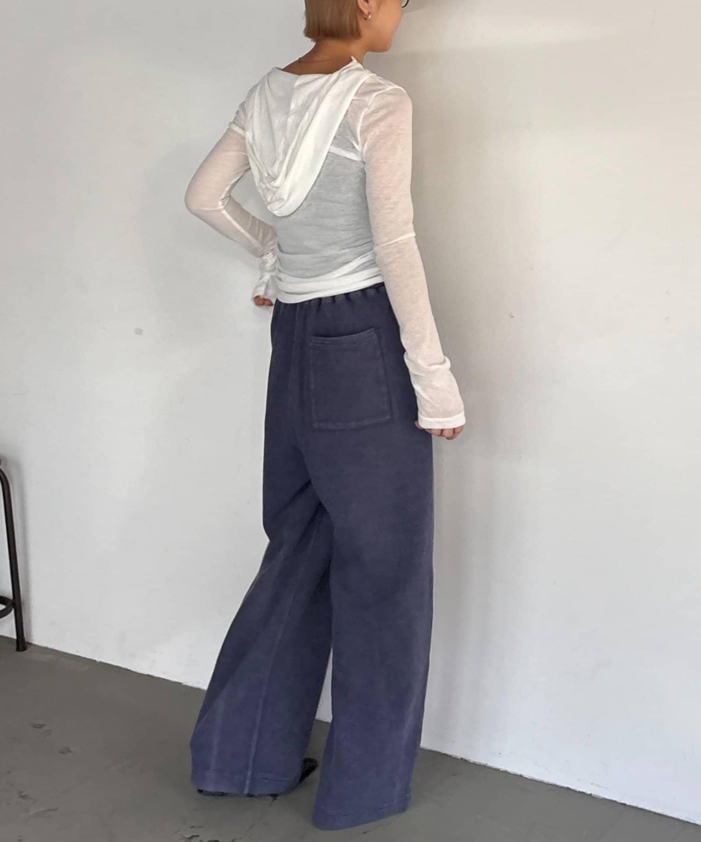 UNISEX 水洗做舊華夫格休閒褲
