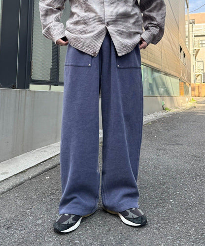 UNISEX 水洗做舊華夫格休閒褲