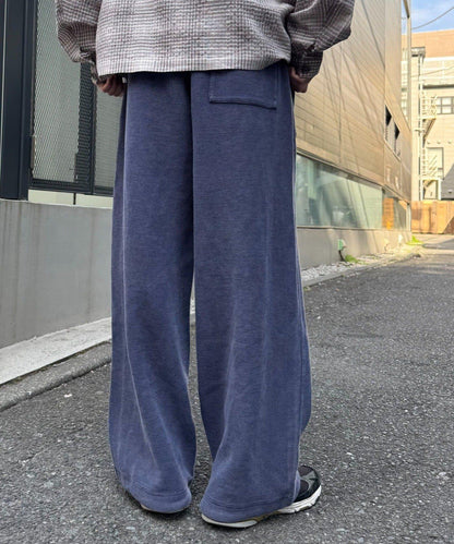UNISEX 水洗做舊華夫格休閒褲