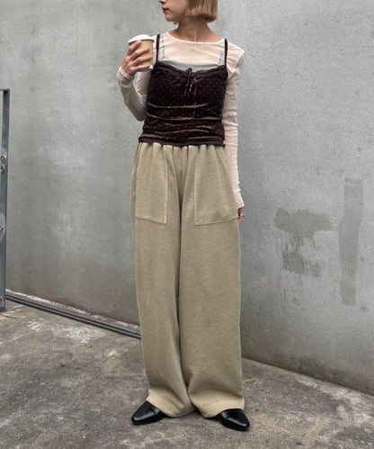 UNISEX 水洗做舊華夫格休閒褲