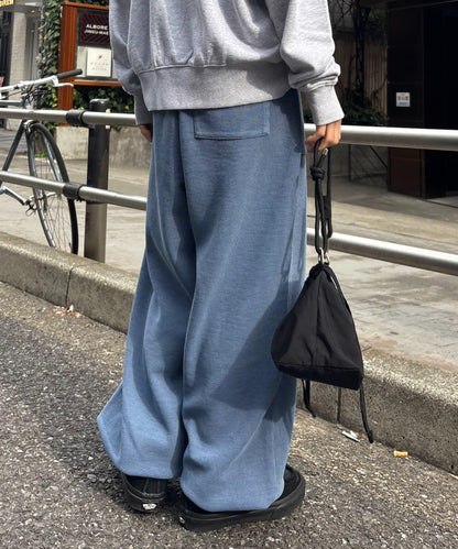 UNISEX 水洗做舊華夫格休閒褲