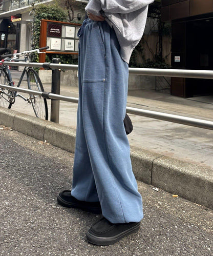 UNISEX 水洗做舊華夫格休閒褲