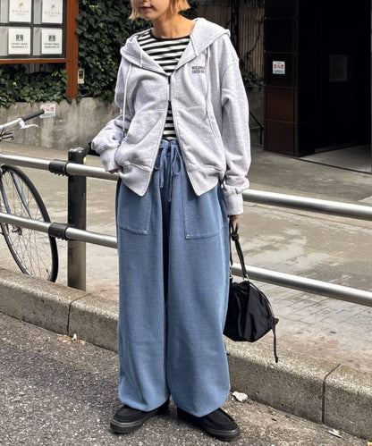 UNISEX 水洗做舊華夫格休閒褲