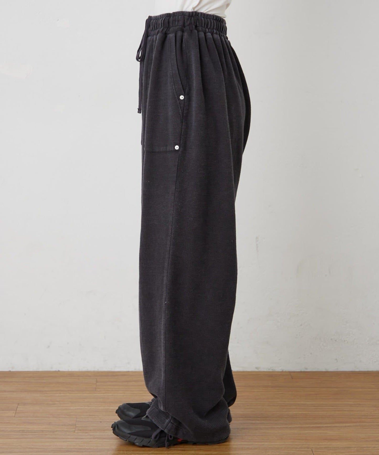 UNISEX 水洗做舊華夫格休閒褲
