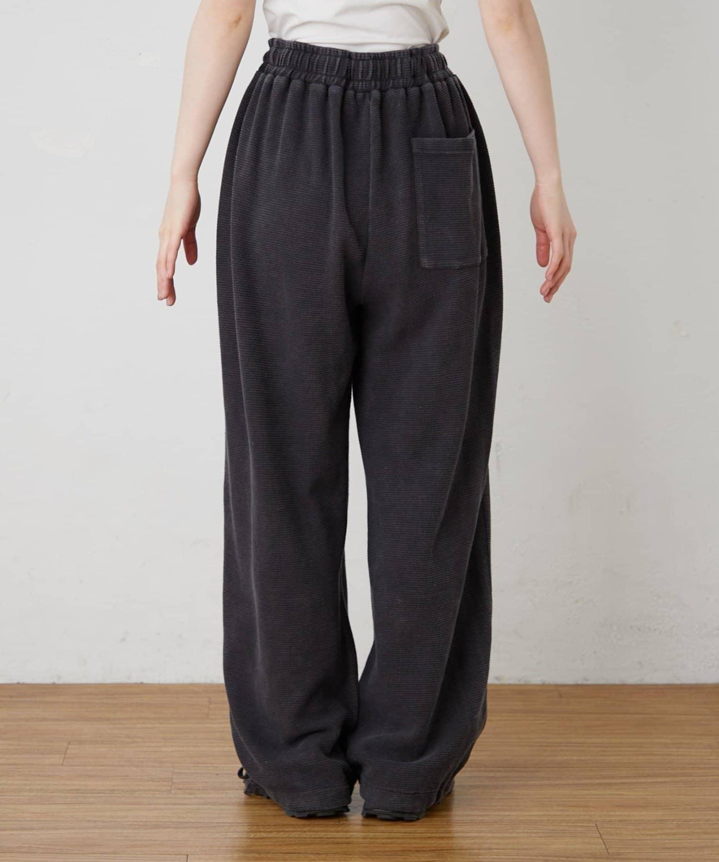 UNISEX 水洗做舊華夫格休閒褲
