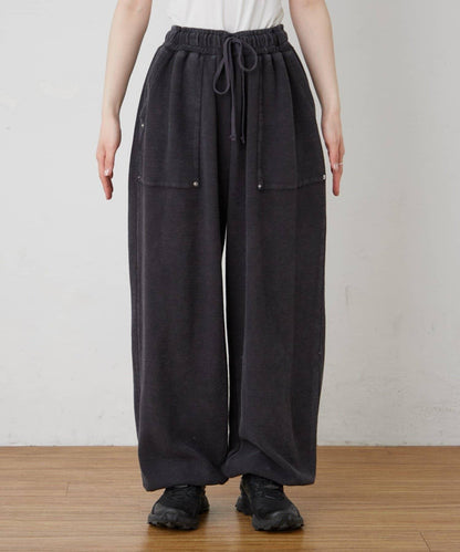 UNISEX 水洗做舊華夫格休閒褲