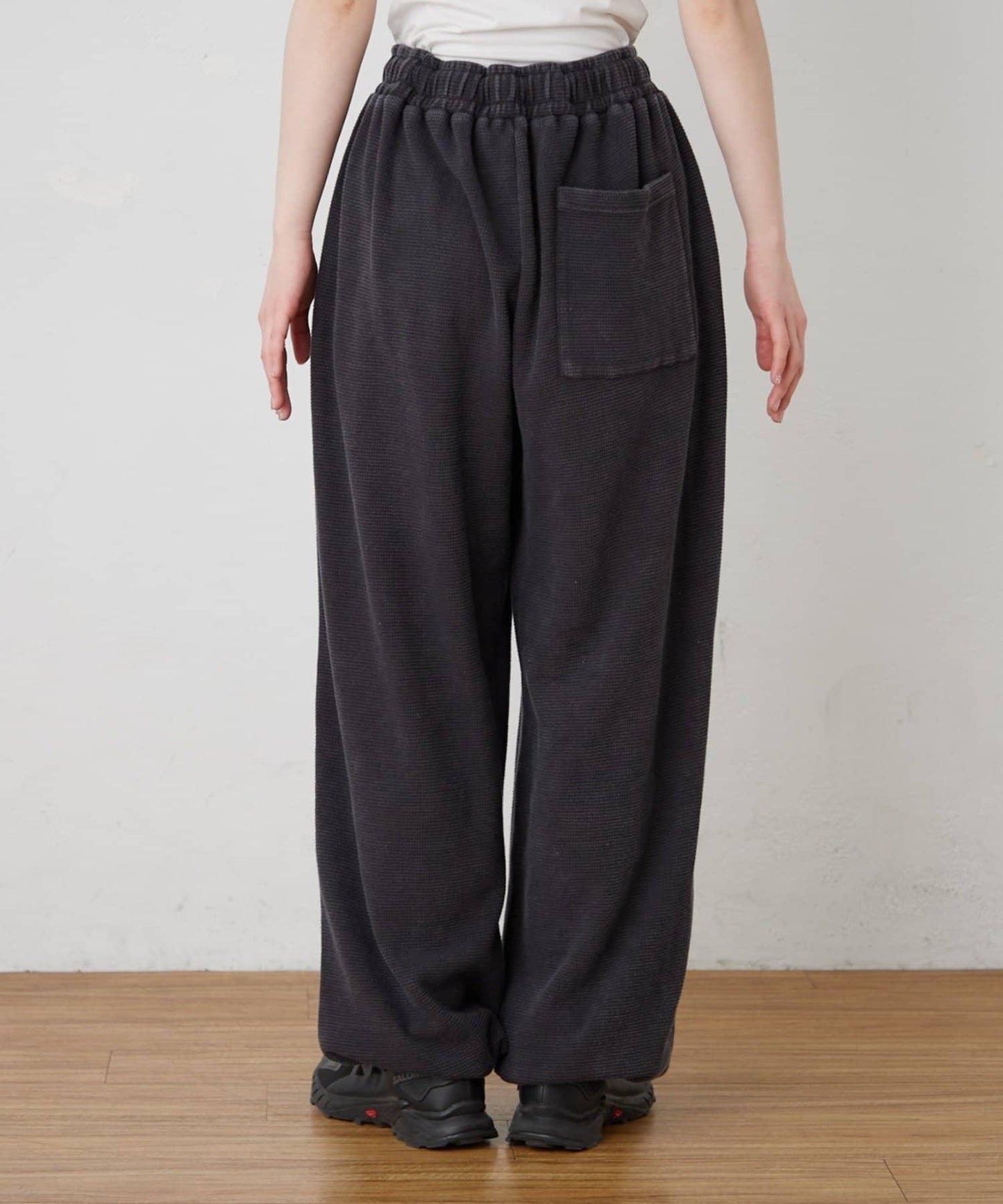UNISEX 水洗做舊華夫格休閒褲