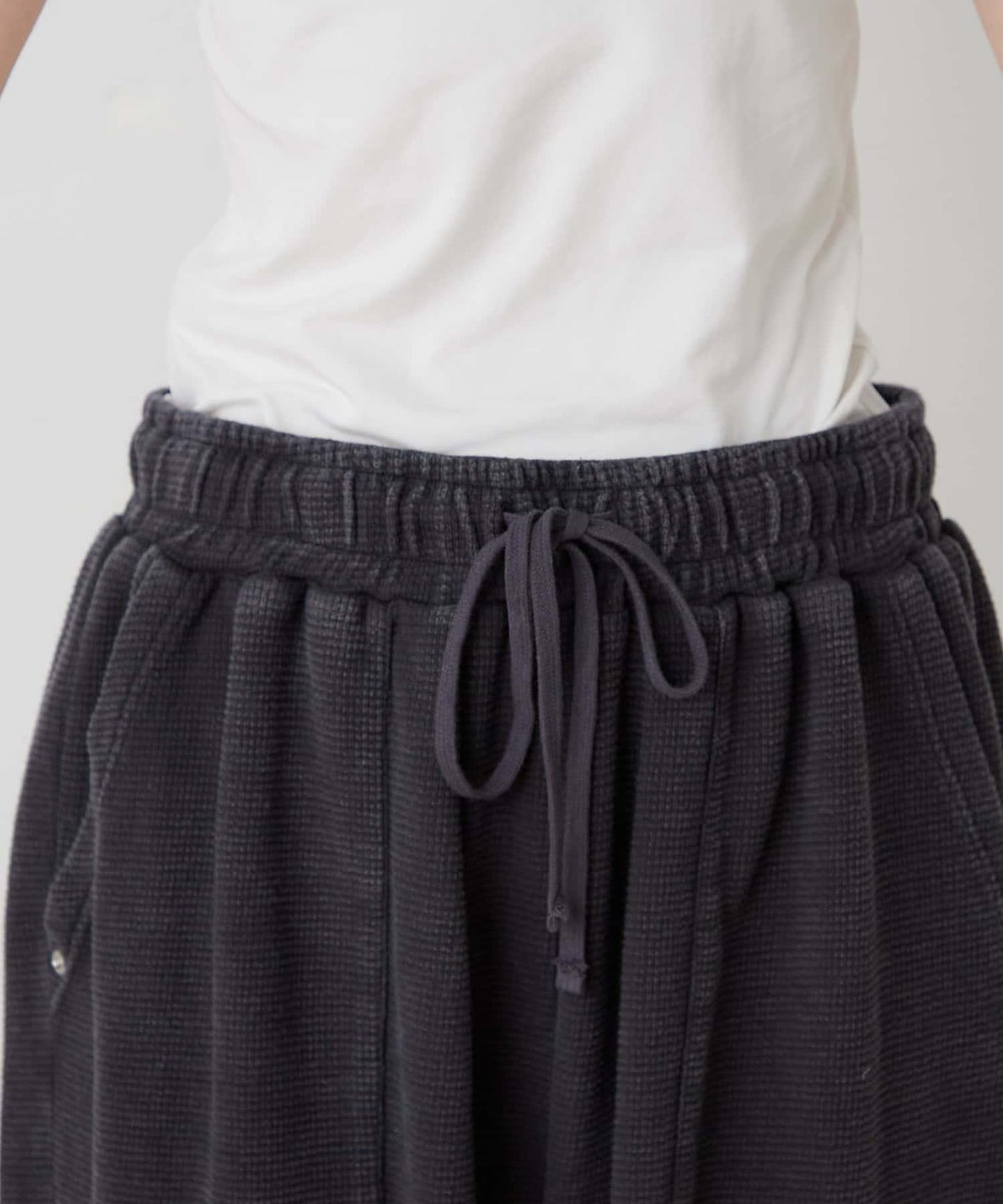 UNISEX 水洗做舊華夫格休閒褲