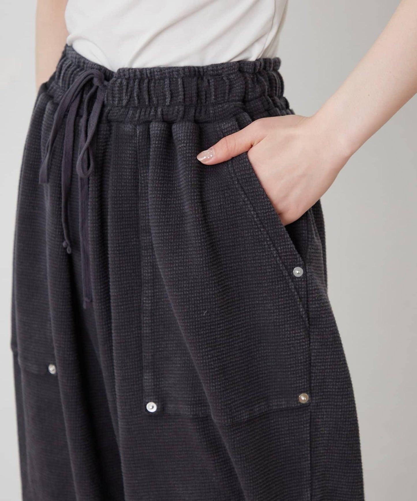 UNISEX 水洗做舊華夫格休閒褲