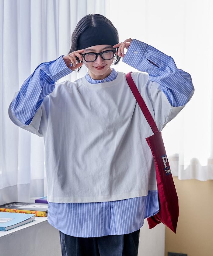 襯衫拼接套頭上衣