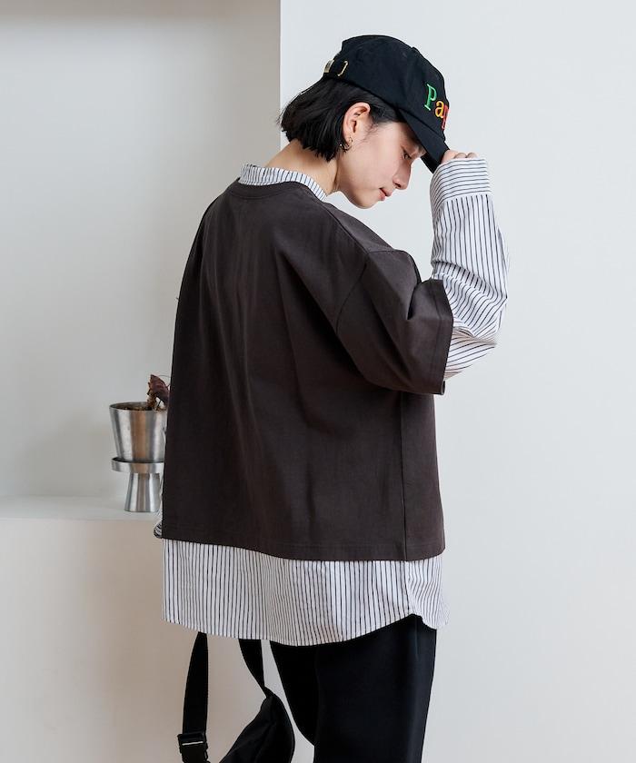 襯衫拼接套頭上衣
