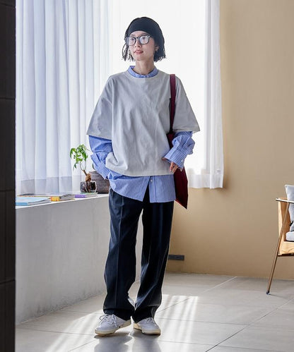 襯衫拼接套頭上衣