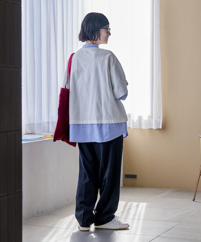 襯衫拼接套頭上衣