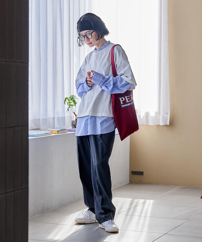 襯衫拼接套頭上衣