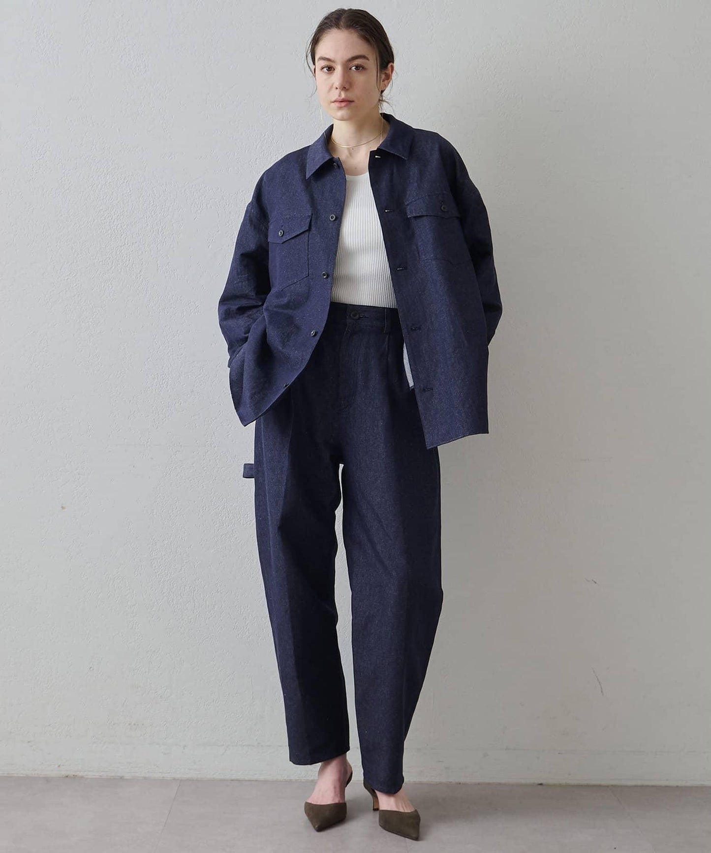 Drawing Numbers 棉麻牛仔面料襯衫