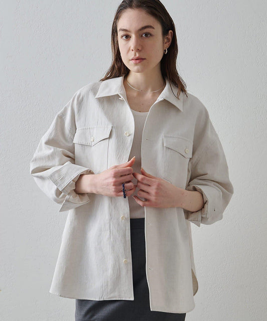 Drawing Numbers 棉麻牛仔面料襯衫